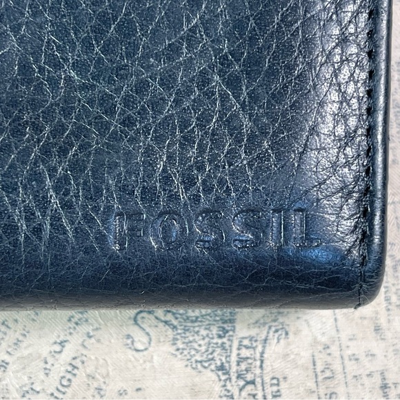 Fossil trifold black leather wallet organizer - Picture 10 of 11
